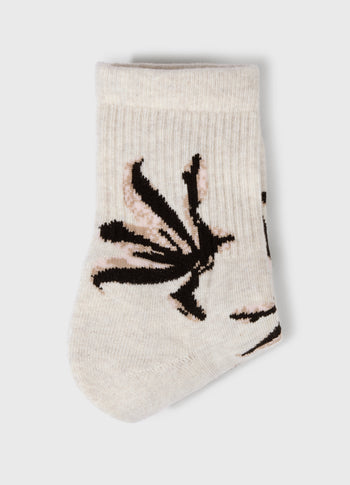 socks all-over flower | soft white melee