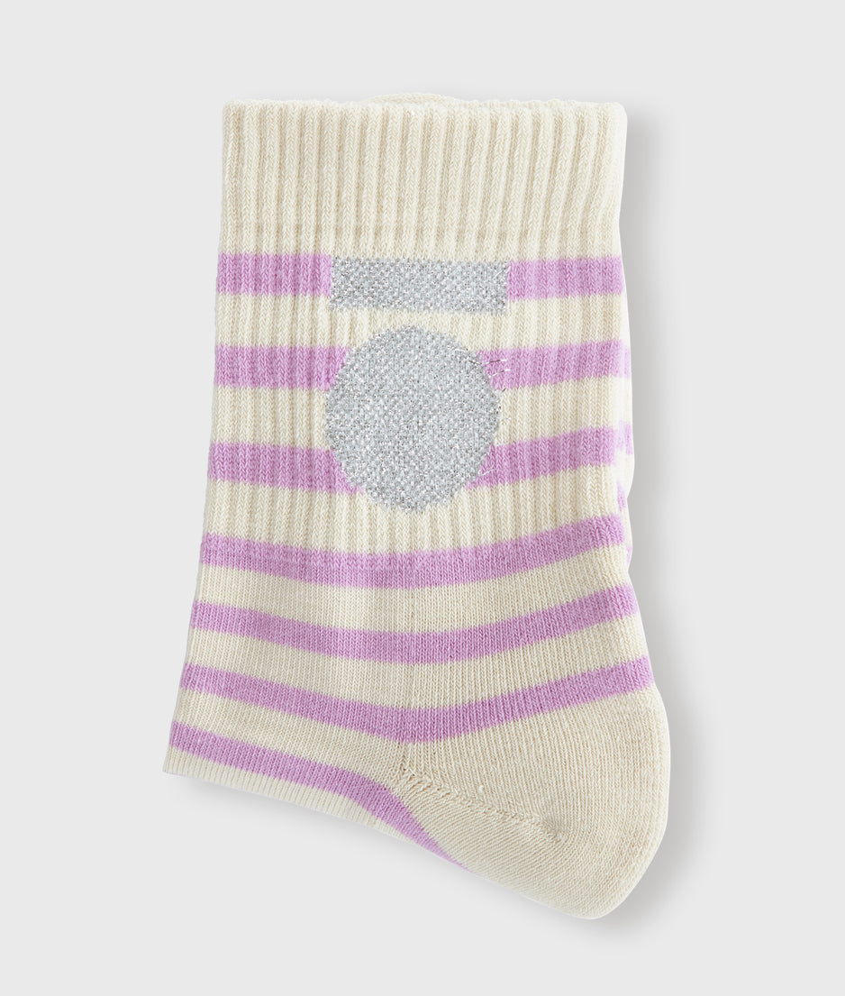 short socks stripes | light safari/violet
