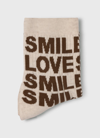 socks all-over smile love | soft white melee