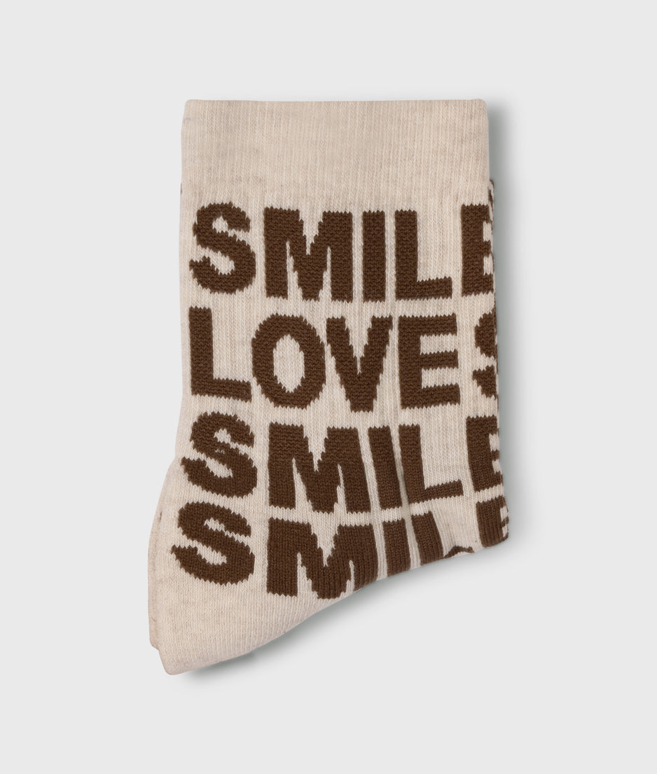 socks all-over smile love | soft white melee
