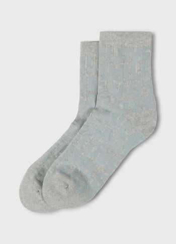 socks all-over smile love | light grey melee