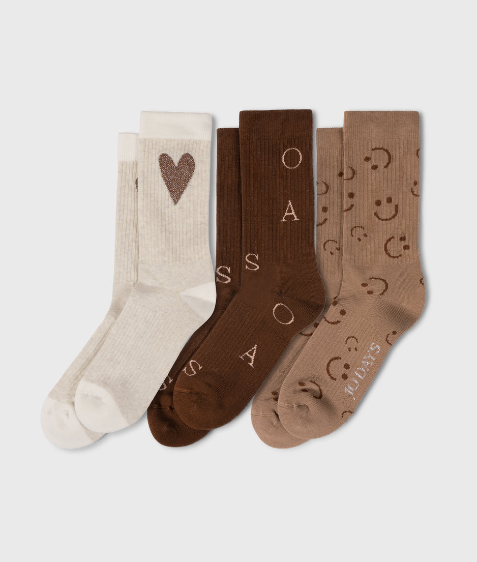 3-pack socks | dark truffle