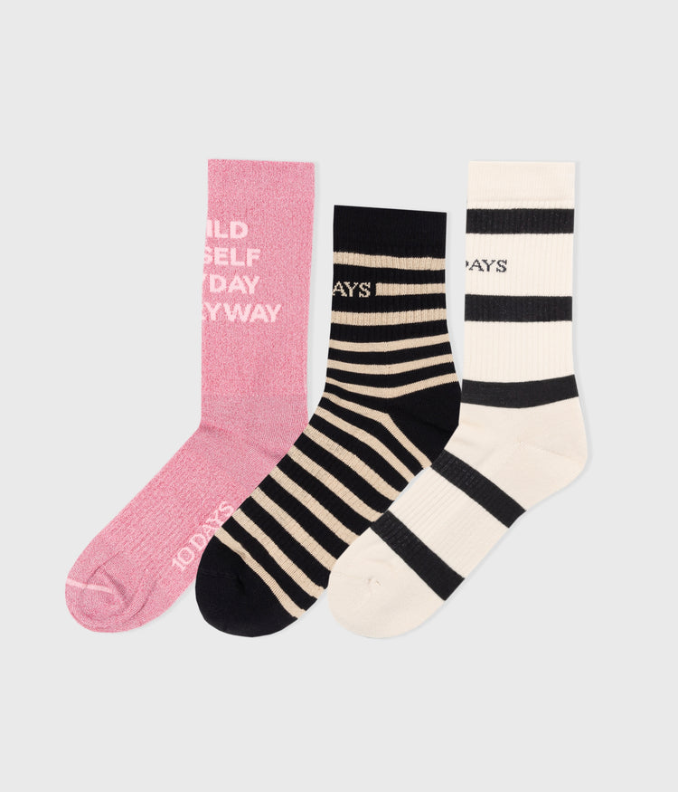 3-pack socks | bright pink