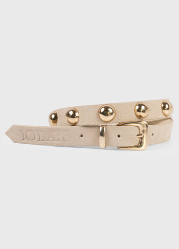 suede belt studs | soft vanilla