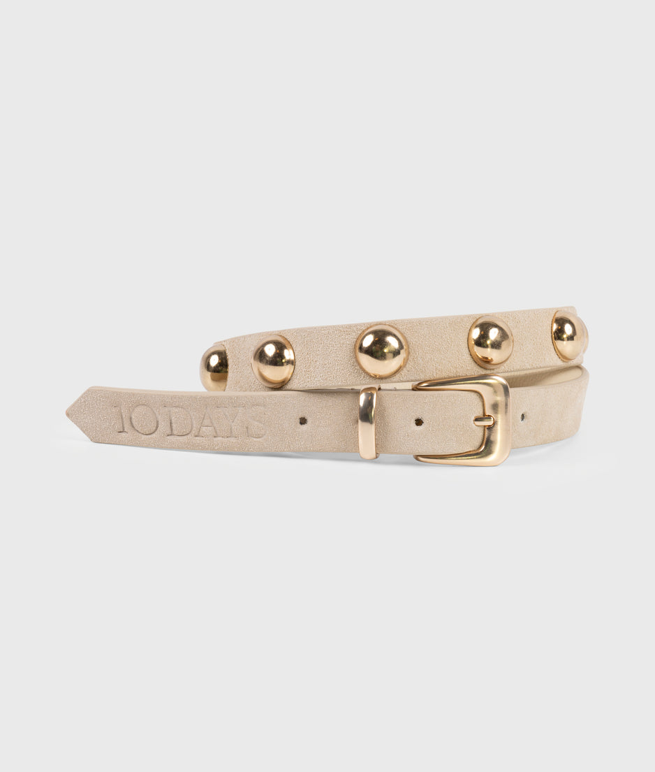 suede belt studs | soft vanilla