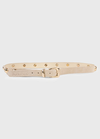 suede belt studs | soft vanilla