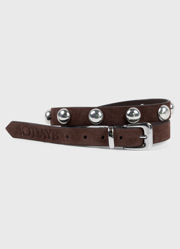 suede belt studs | deep brown