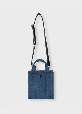 mini box bag denim | stone blue