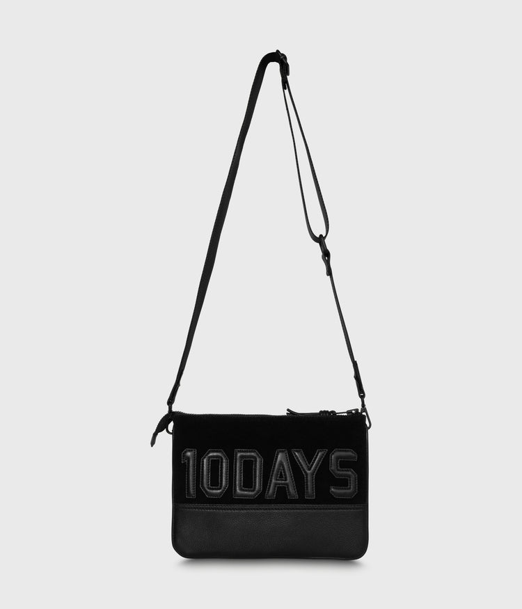 leather double mini pouch | black