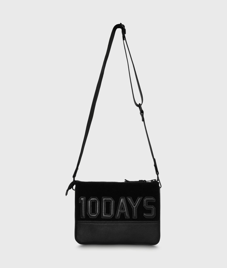 leather double mini pouch | black