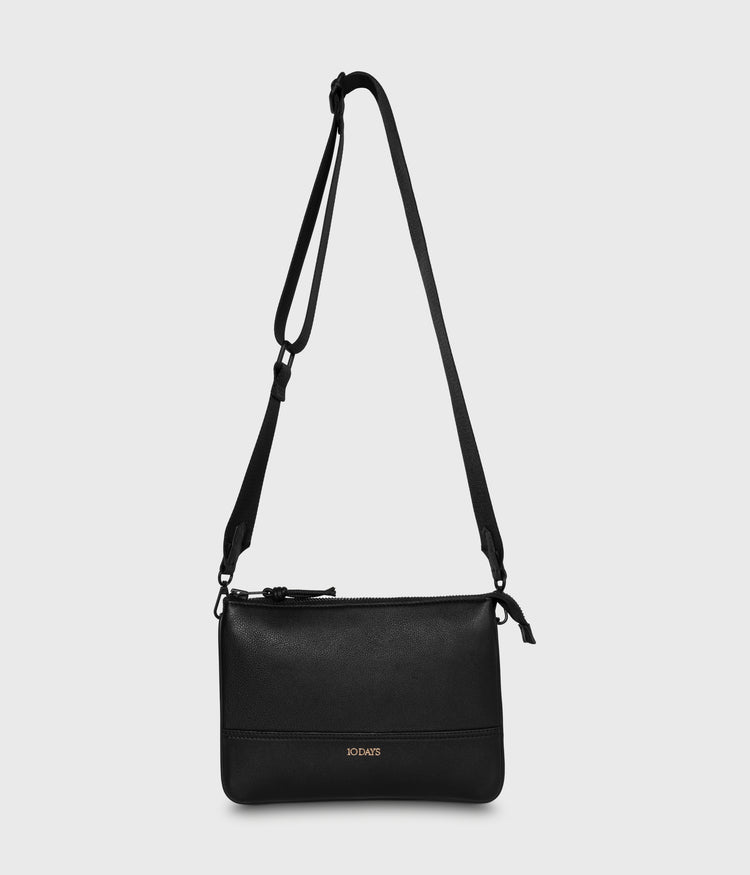 leather double mini pouch | black