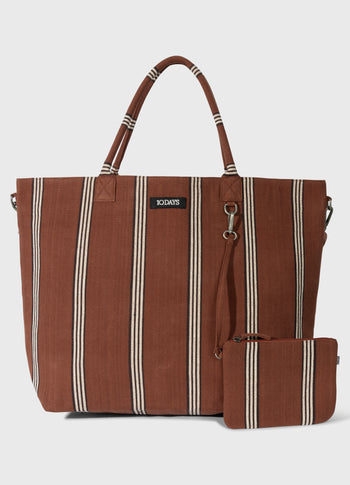 beach shopper stripes | deep brown