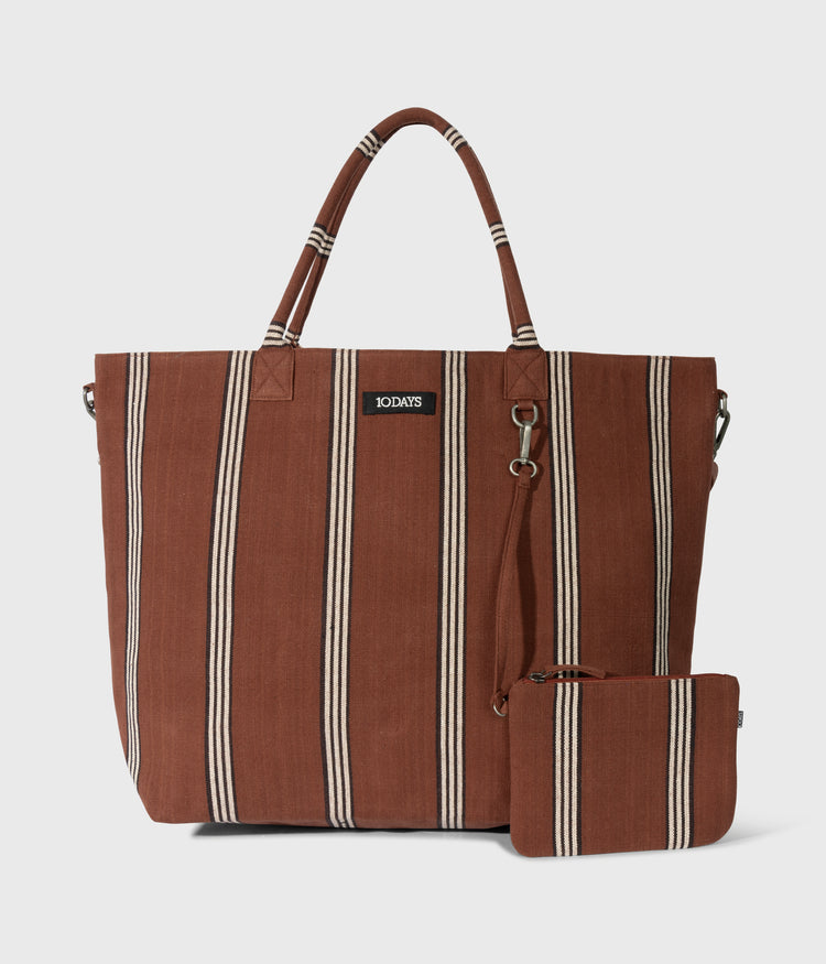 beach shopper stripes | deep brown