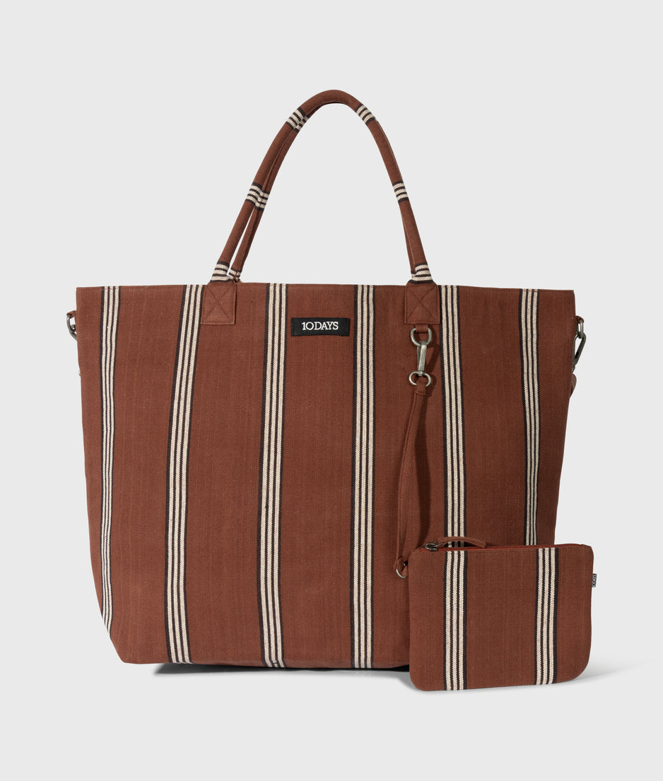 beach shopper stripes | deep brown