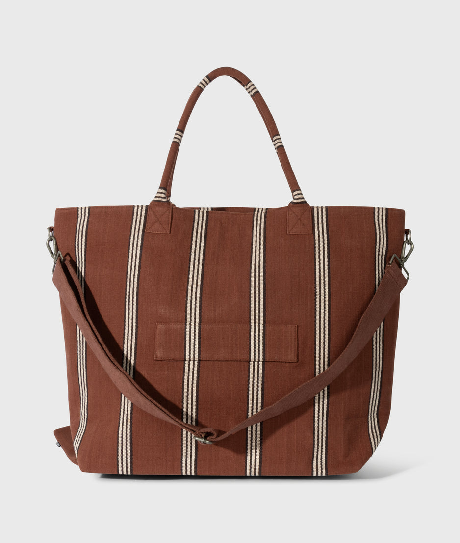 beach shopper stripes | deep brown