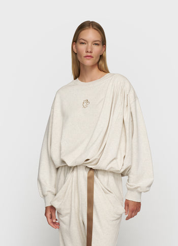 pleated sweater | soft white melee