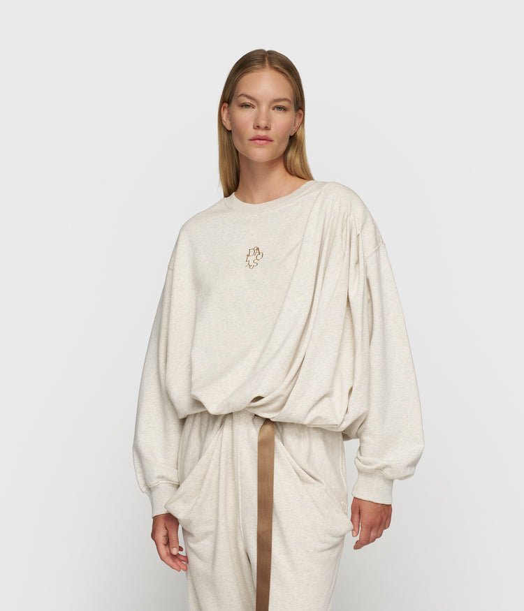 pleated sweater | soft white melee