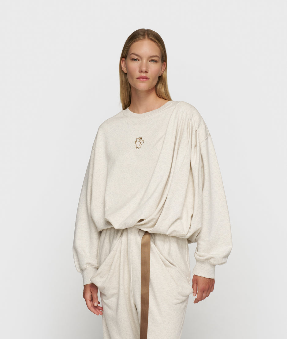 pleated sweater | soft white melee