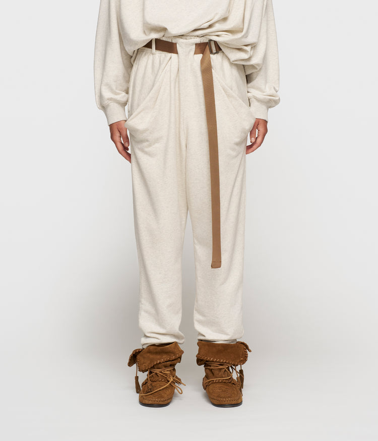 pleated belt jogger | soft white melee