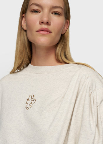 pleated sweater | soft white melee