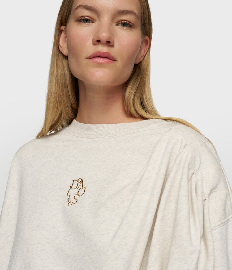 pleated sweater | soft white melee