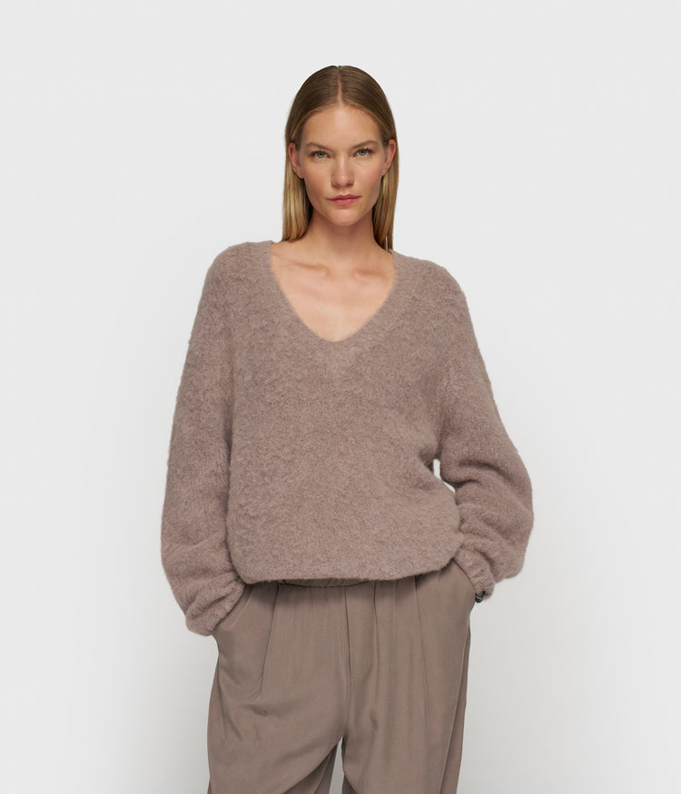 v-neck knit sweater | moonrock