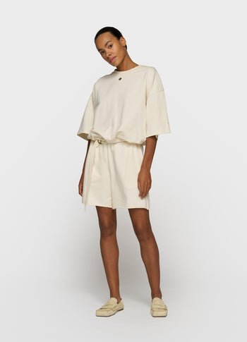 belted shorts fleece | soft vanilla