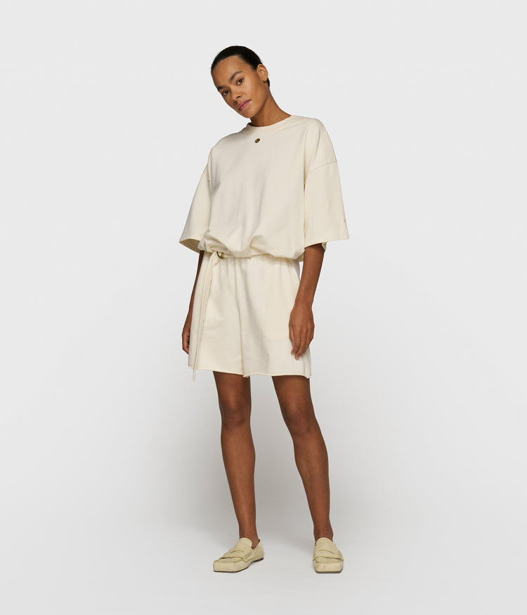 belted shorts fleece | soft vanilla