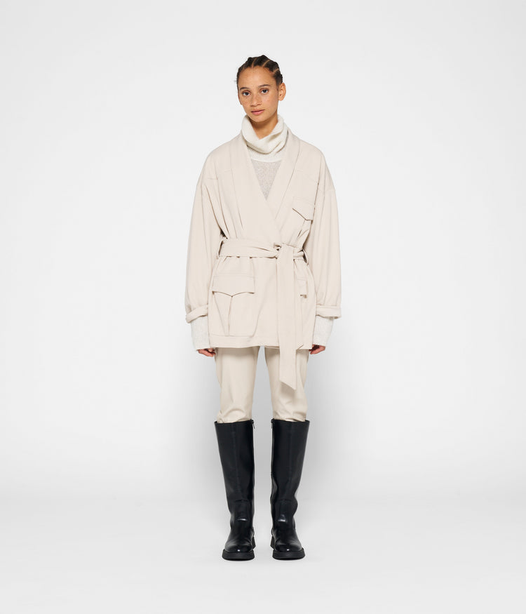 worker jacket crepe | light safari