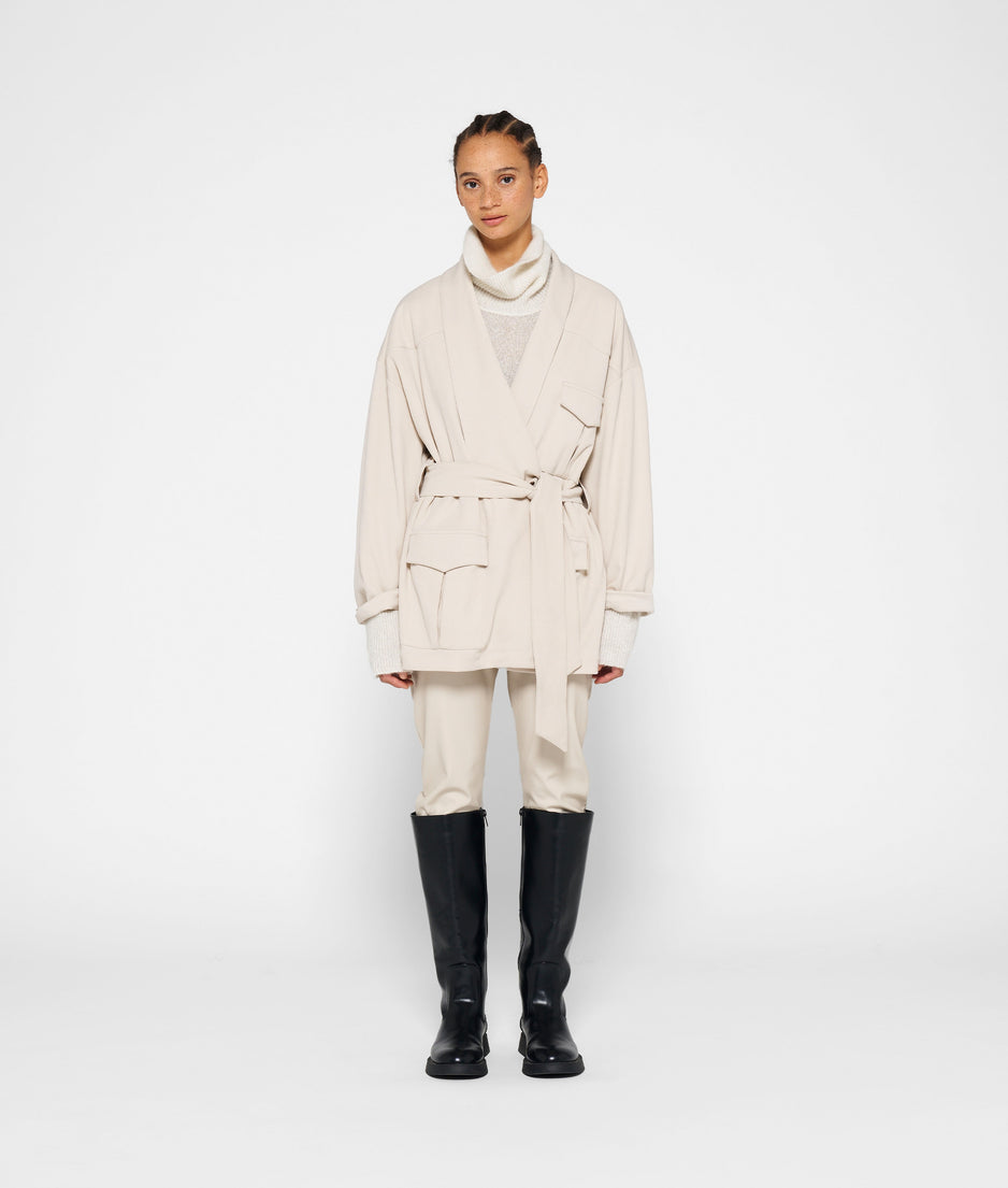 worker jacket crepe | light safari