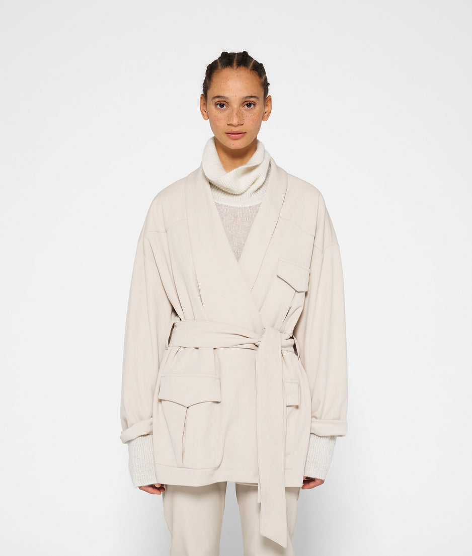 worker jacket crepe | light safari