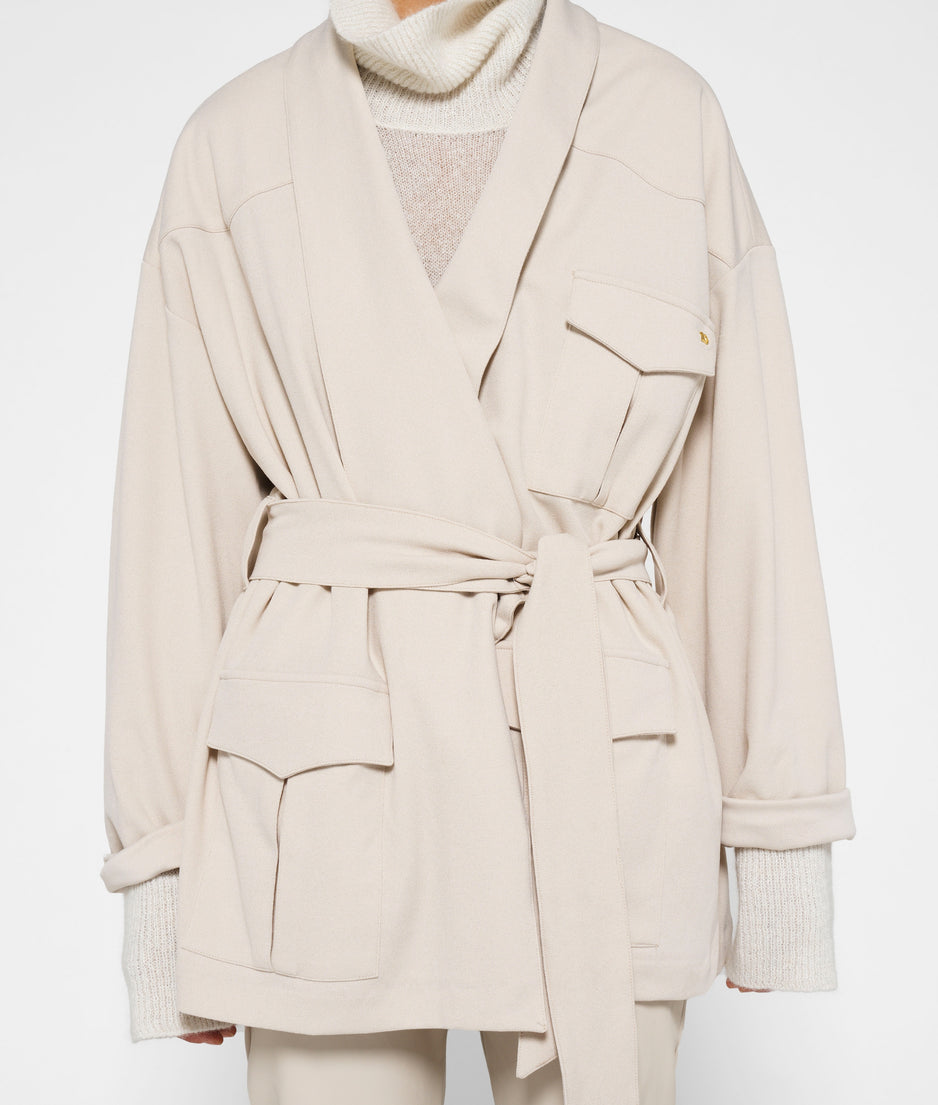 worker jacket crepe | light safari