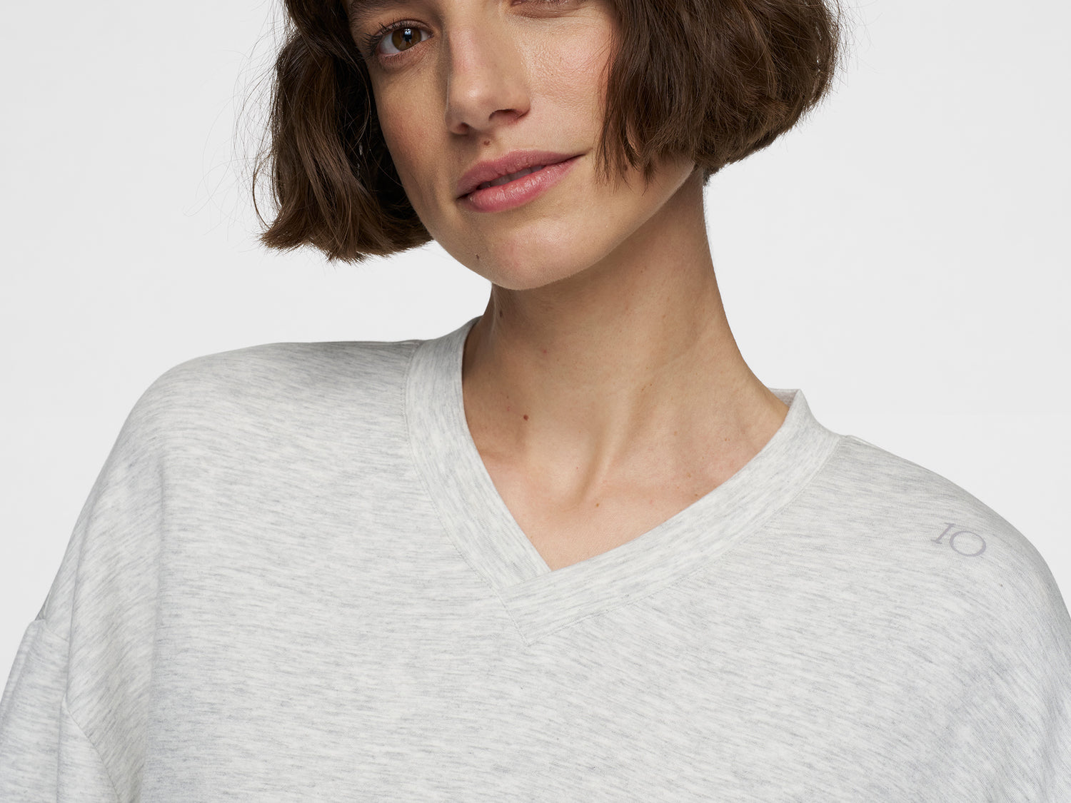 soft scuba kimono sweater | white grey melee