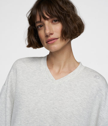 soft scuba kimono sweater | white grey melee