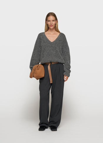 pleat hairy knit sweater | antra melee