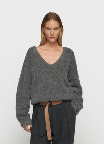 pleat hairy knit sweater | antra melee