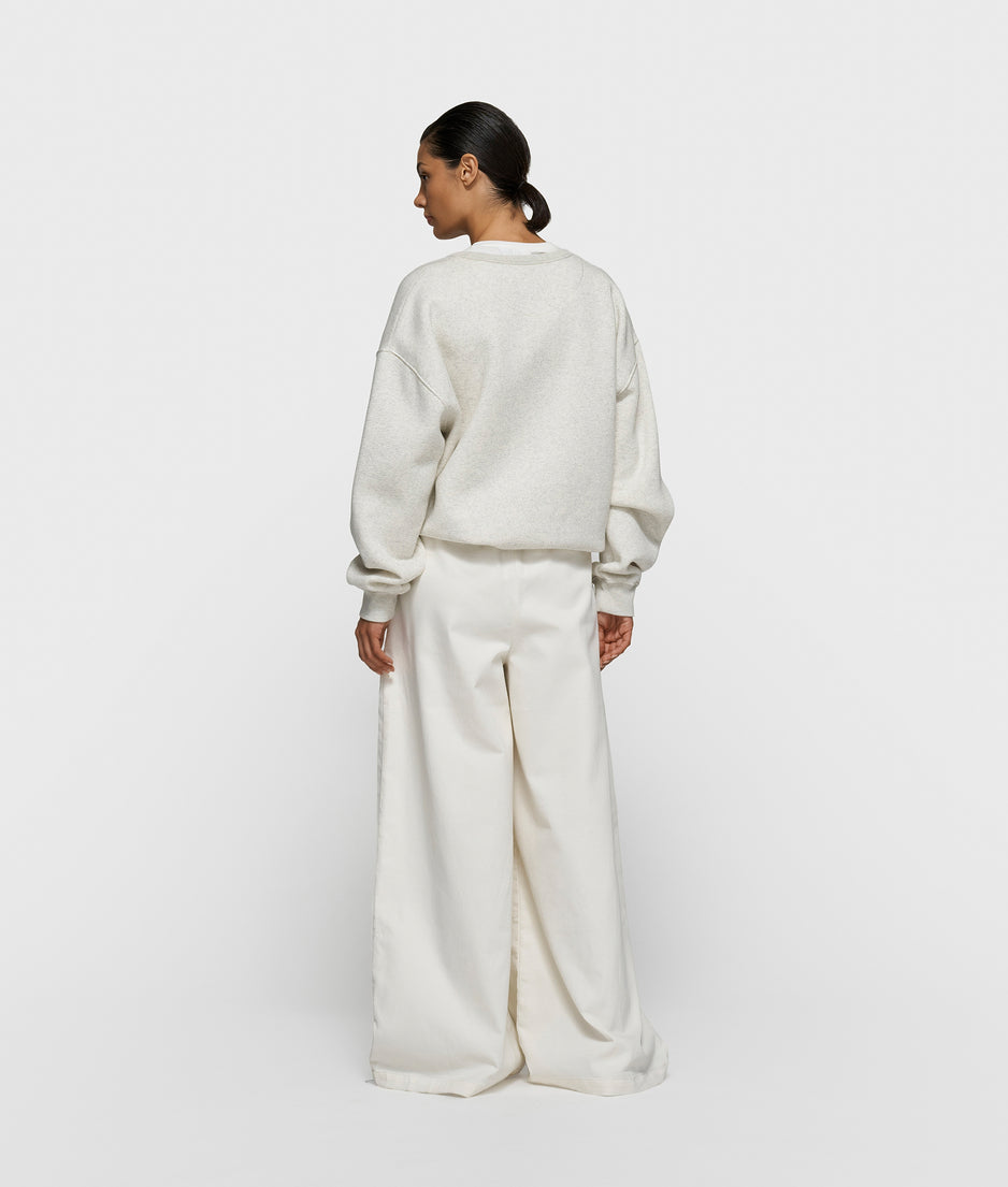 wide pants jog twill | pearl