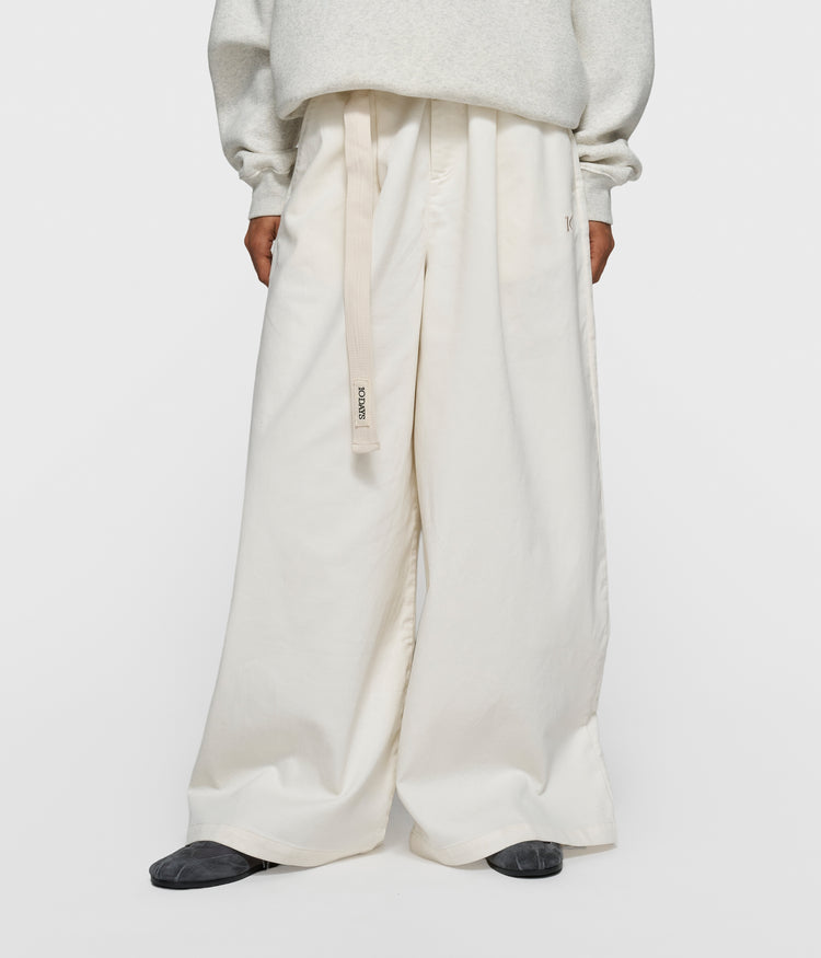 wide pants jog twill | pearl