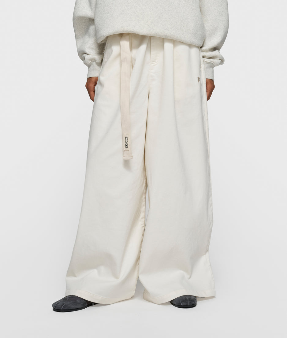 wide pants jog twill | pearl