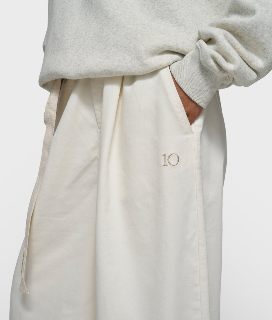 wide pants jog twill | pearl