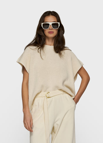 cotton knit top | soft vanilla