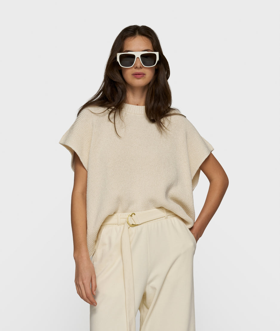 cotton knit top | soft vanilla