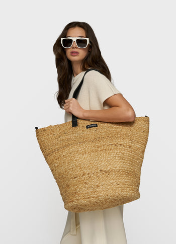 jute beach bag | white