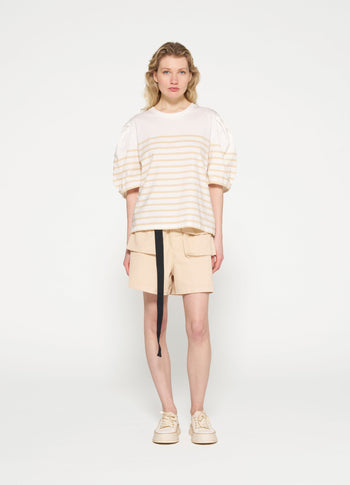 balloon sleeve tee stripes | ecru/natural