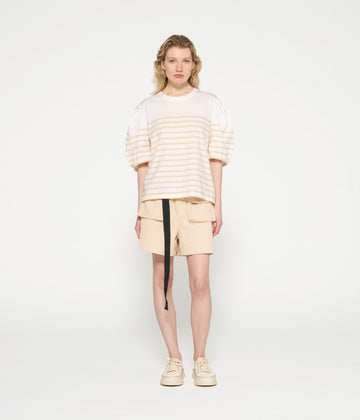 balloon sleeve tee stripes | ecru/natural