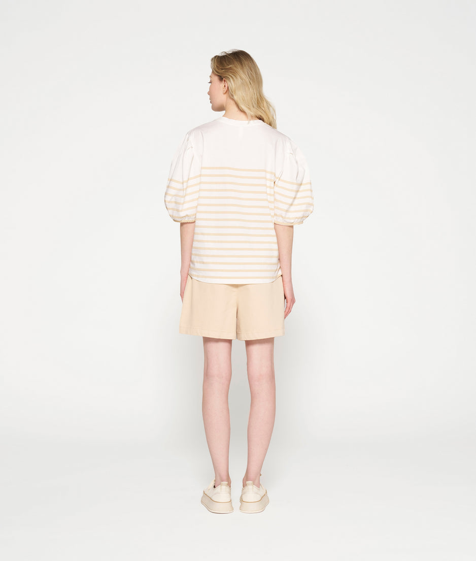 balloon sleeve tee stripes | ecru/natural