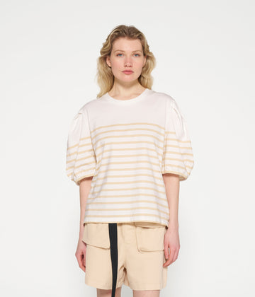 balloon sleeve tee stripes | ecru/natural