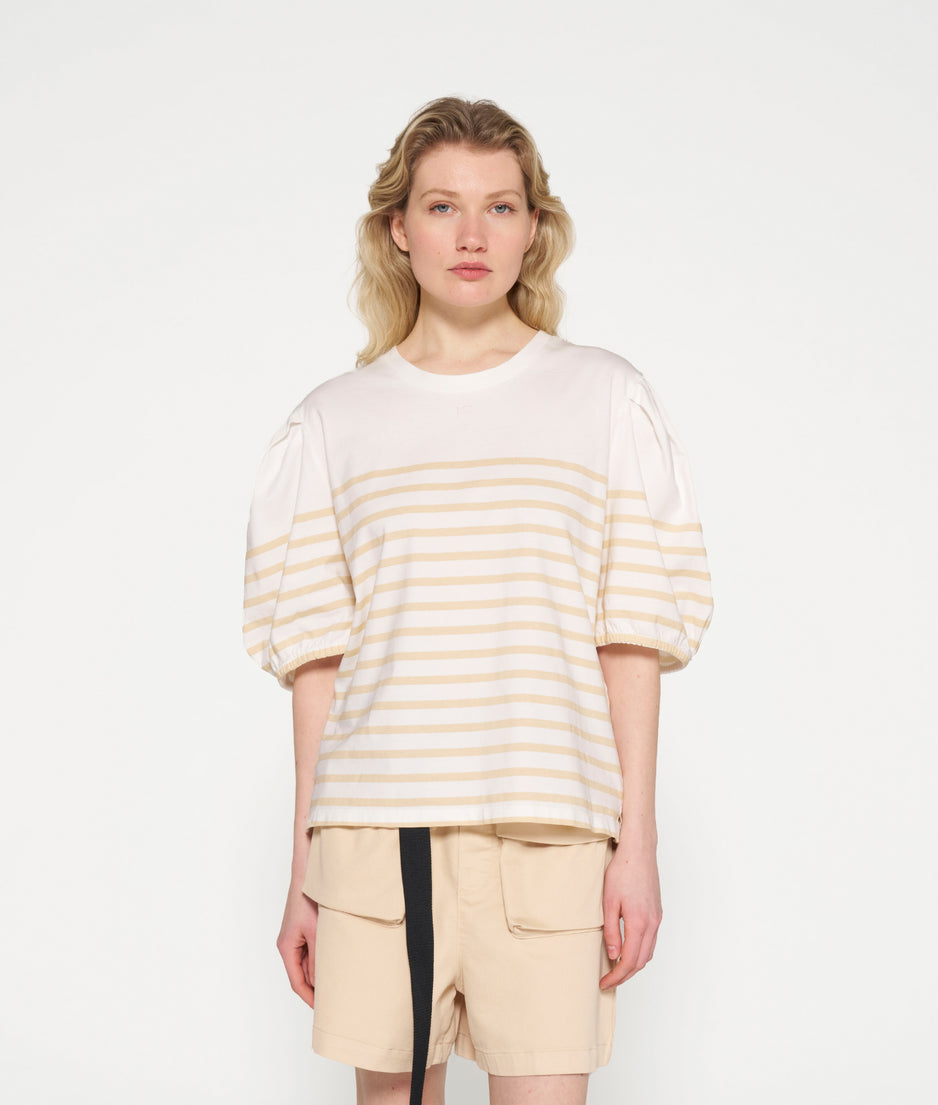 balloon sleeve tee stripes | ecru/natural