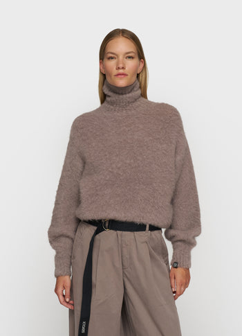 cropped knit turtleneck | moonrock