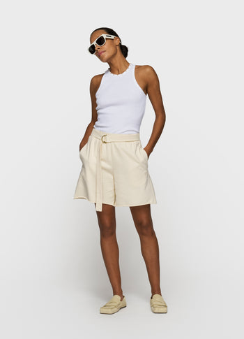 tank top rib pearls | white